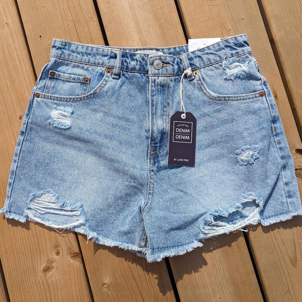 Love Tree Light Blue high waisted jean shorts S